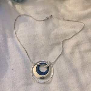Silver Tone Necklace with 3 Ring Charms